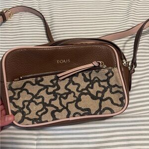 Tous Brown and Cream Patterned Crossbody Bag